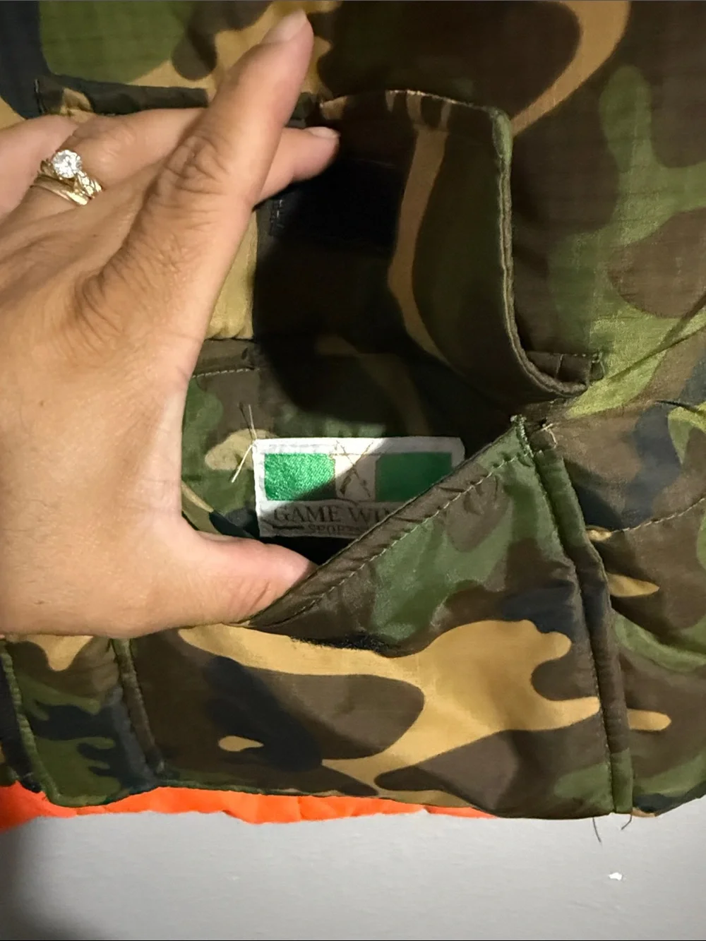 Vintage Game Winner Reversible Camo Vest with Orange on other side